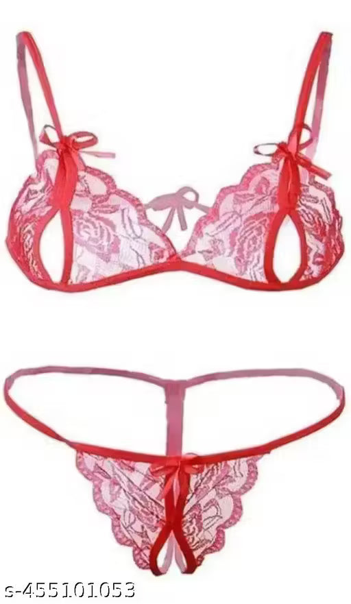 Midnight Red Lace Lingerie Set – Elegant, Sexy & Breathable for Honeymoons, Date Nights & Romantic Surprises